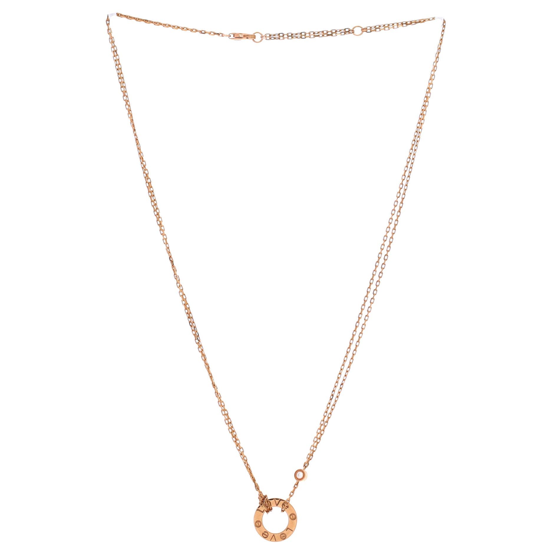 2 Diamonds Love Pendant Necklace 18K Rose Gold and Diamonds, Alternate, color, Metallic Gold
