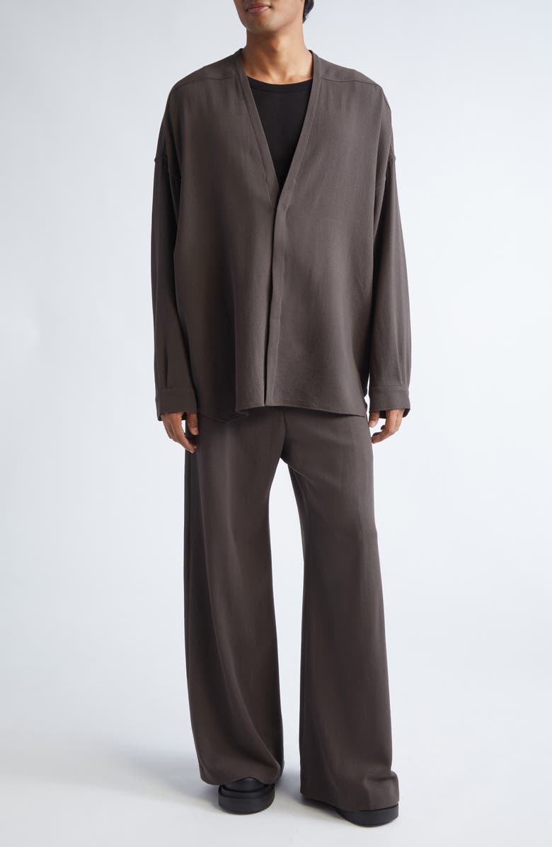 Rick Owens Lido Larry Virgin Wool Shirt, Alternate, color, Dark Dust