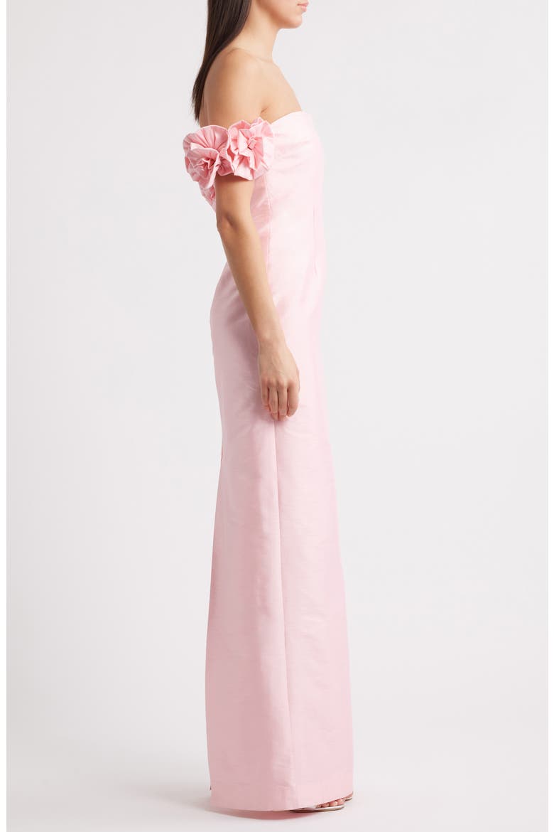 Azi Off the Shoulder Column Gown, Alternate, color, ROSESHADOW
