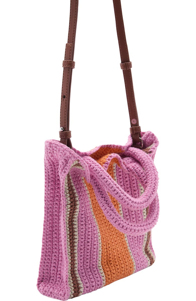 MANGO Stripe Crochet Shopper, Alternate, color,