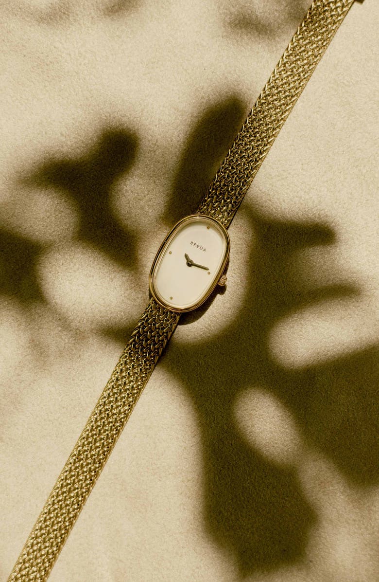 BREDA Jane Tethered Mesh Strap Watch, 18mm, Alternate, color, 18K Gold