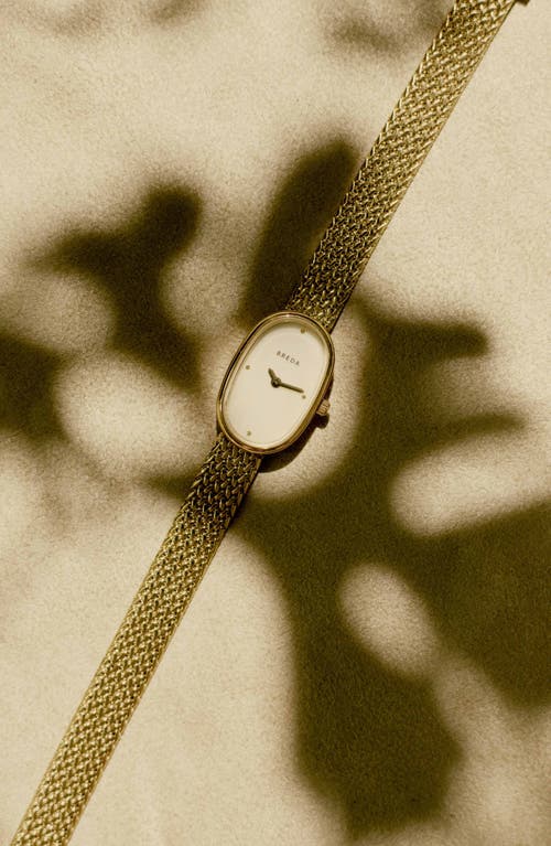Breda Jane Tethered Mesh Strap Watch, 18mm In Gold