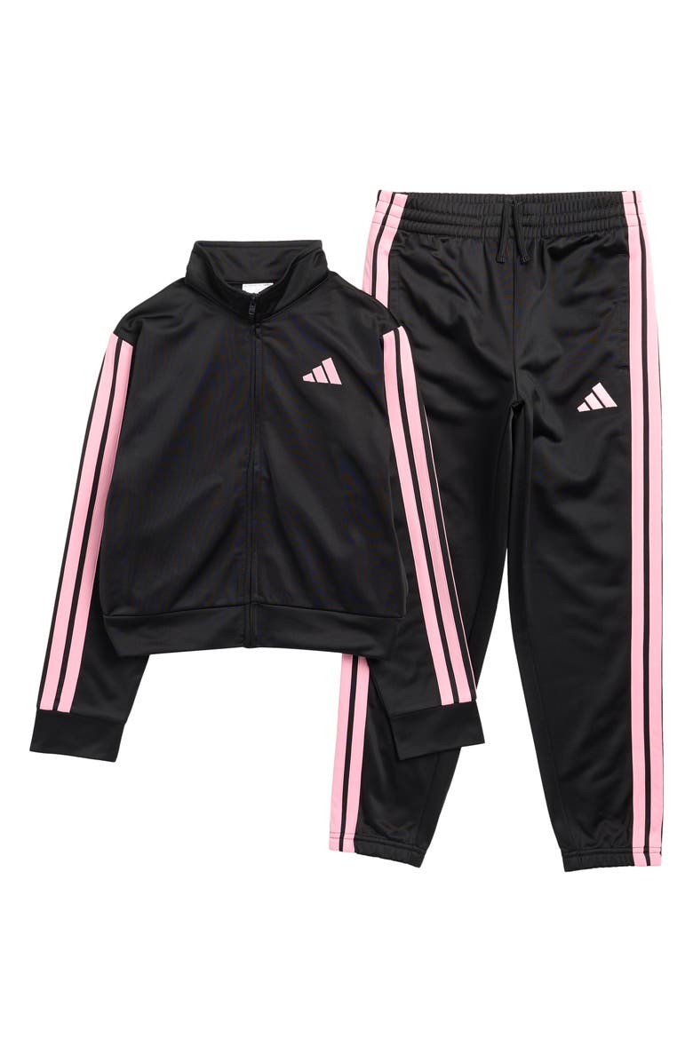 adidas Kids' Core Tricot Track Jacket & Joggers Set, Main, color, Black W/ Light Pink