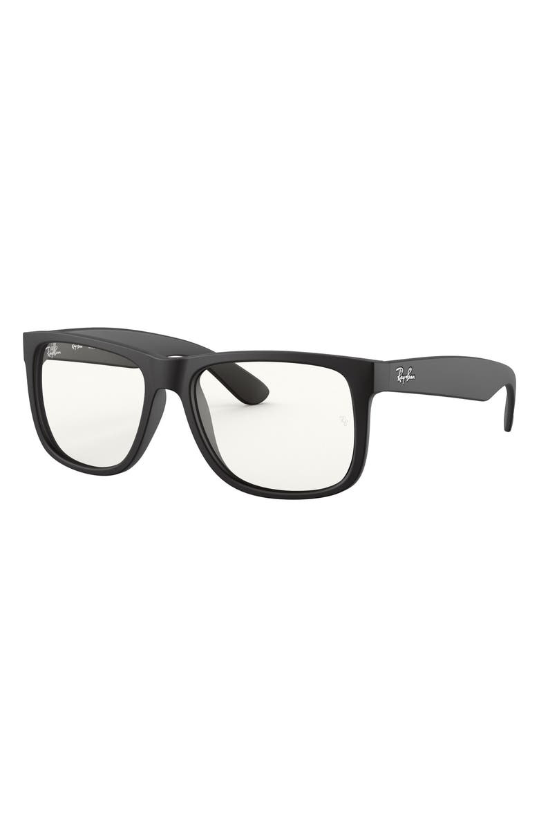 Ray-Ban Justin 54mm Rectangular Sunglasses, Alternate, color, Black