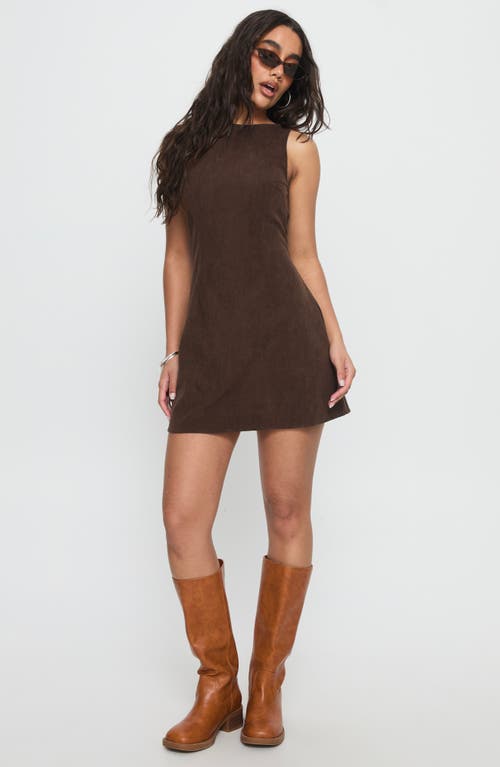 Princess Polly Alfalfa Sleeveless Corduroy Minidress In Brown