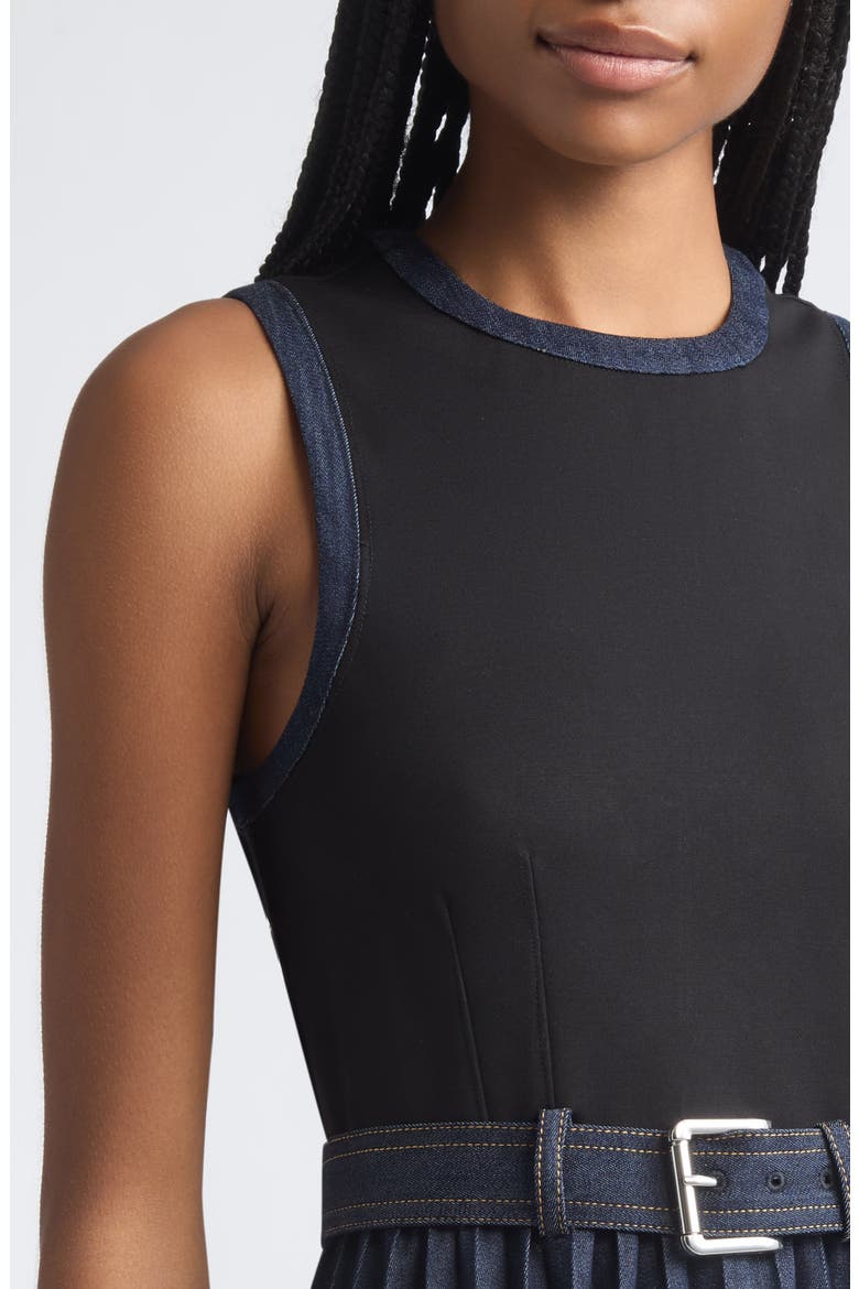 Crosby Pleated Midi Dress, Alternate, color, BLACK/ INDIGO
