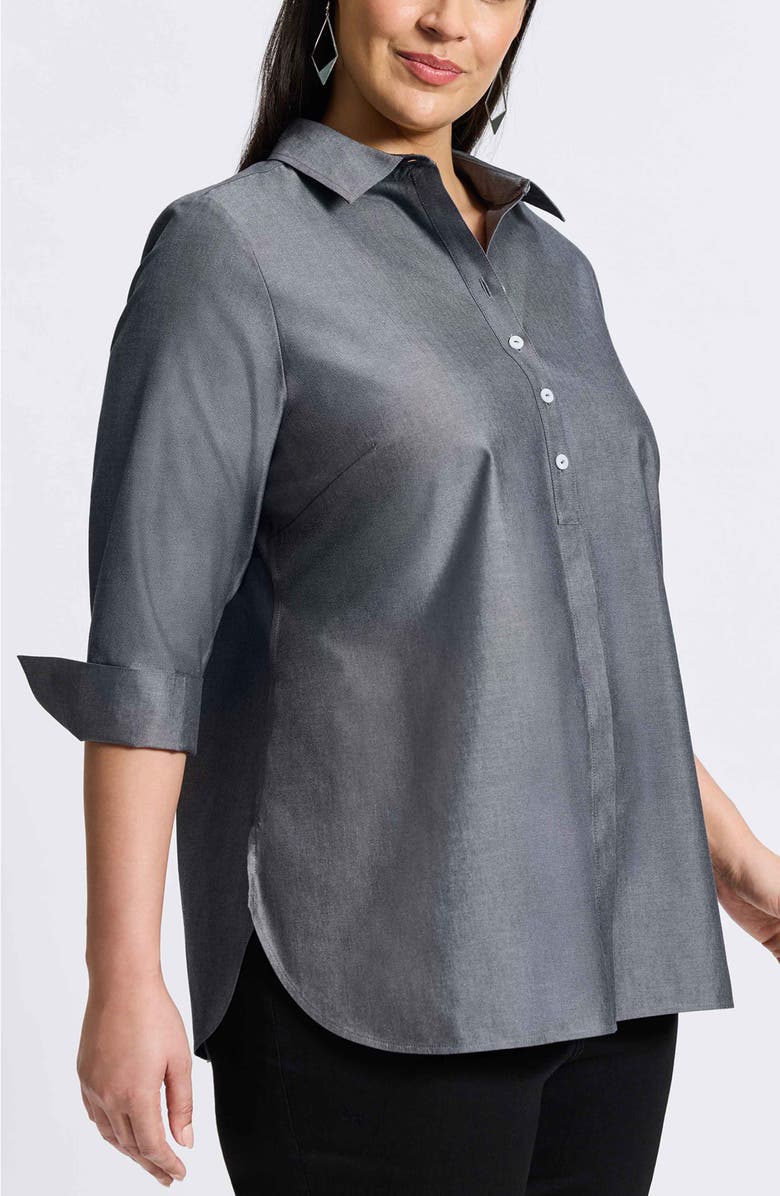 Foxcroft Madison Non-Iron Three-Quarter Sleeve Cotton Button-Up Shirt, Alternate, color, 