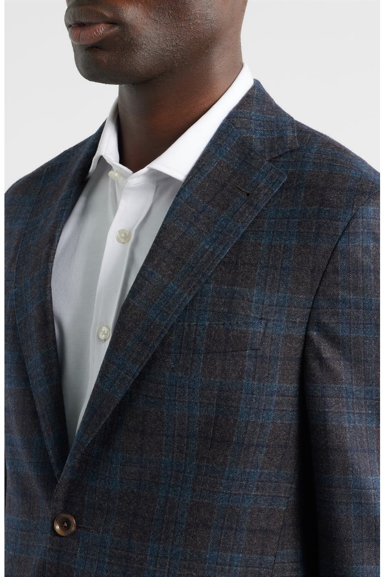 Midland Contemporary Fit Grey Deco Plaid Super 110s Wool Sport Coat, Alternate, color, CHARCOAL