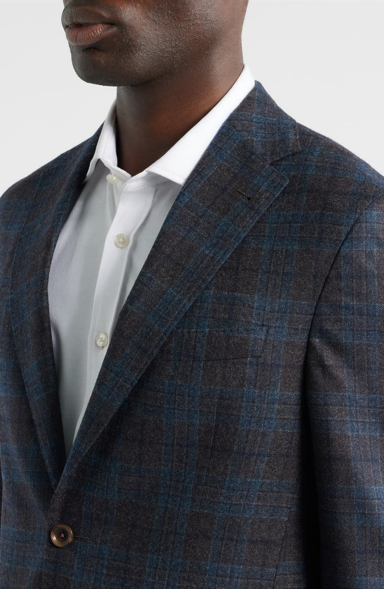 Jack Victor Midland Contemporary Fit Grey Deco Plaid Super 110s Wool Sport Coat, Alternate, color, Charcoal