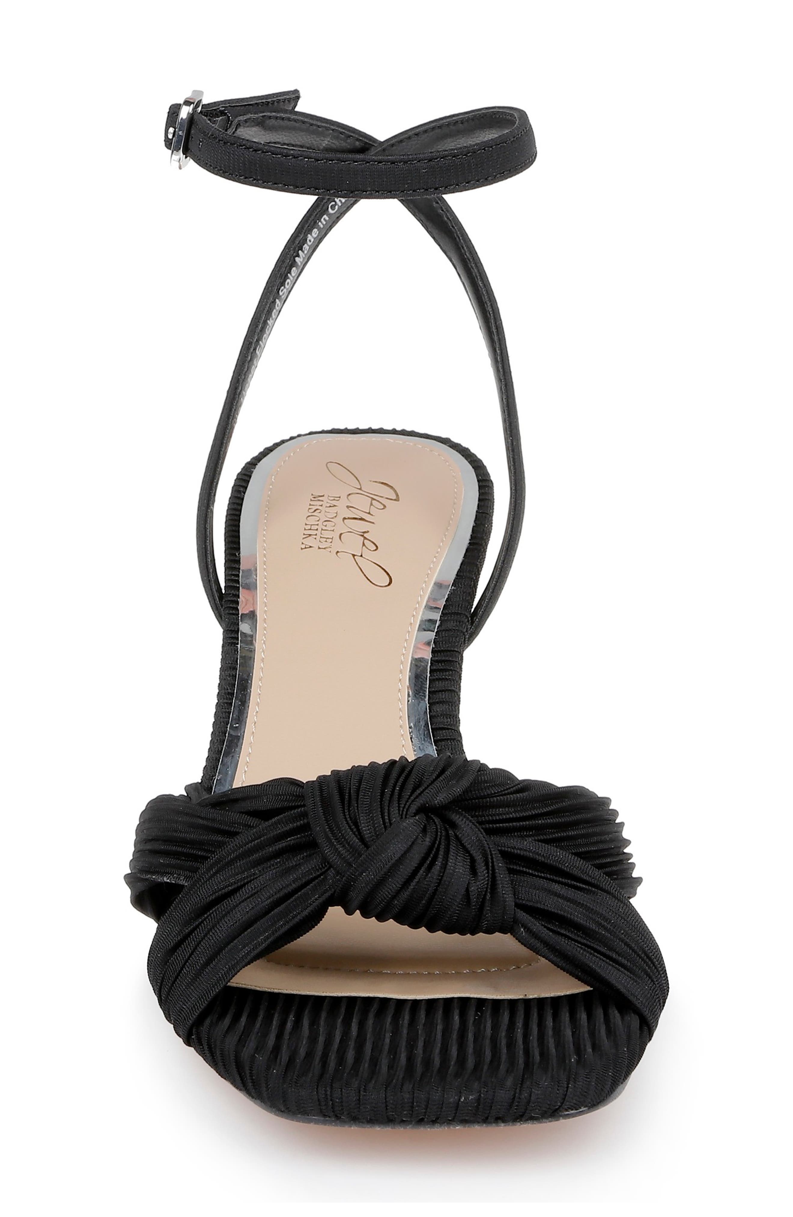 Jewel Badgley Mischka True Ankle Strap Kitten Heel Sandal, Alternate, color, Black Fabric