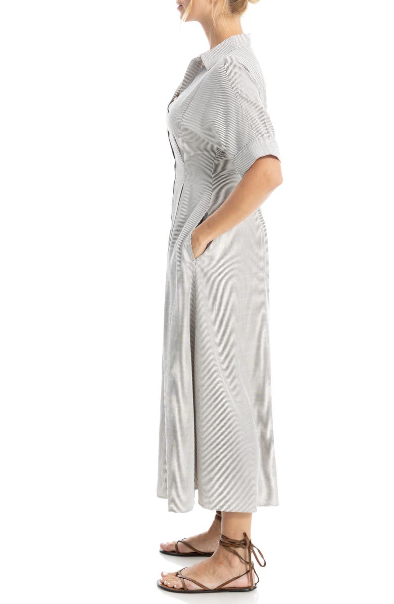 MAX STUDIO Stripe Short Sleeve Maxi Shirtdress, Alternate, color, Off White/ Toffee Mini Stripe