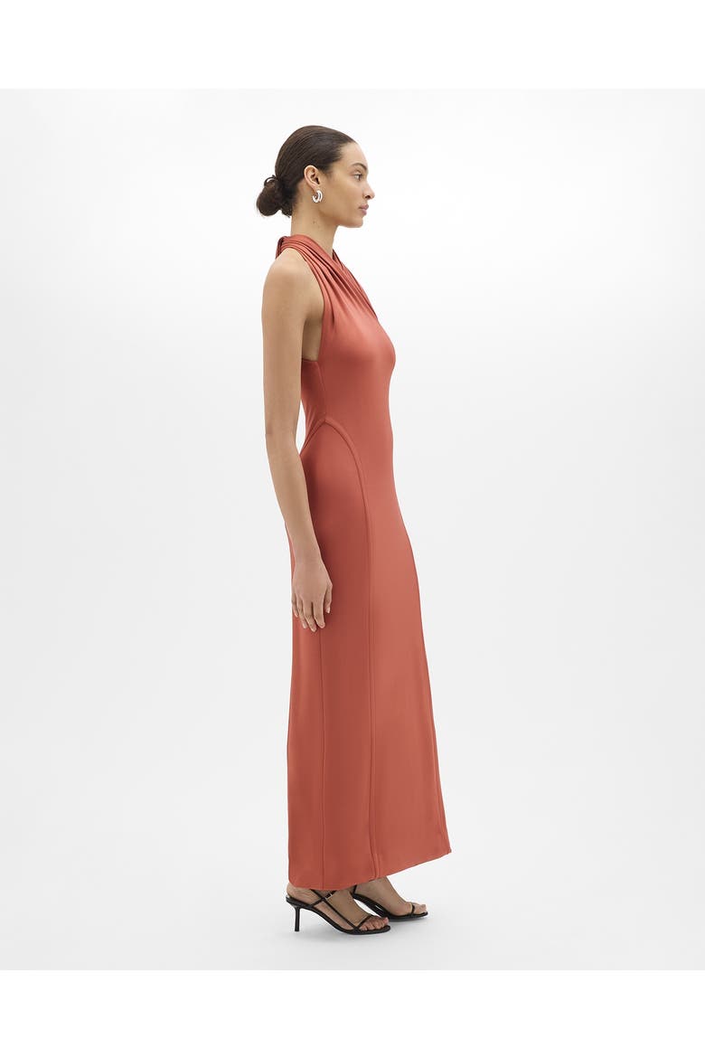 Gathered Halter Dress, Alternate, color, Persimmon