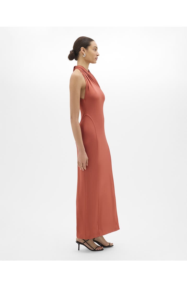 Another Tomorrow Gathered Halter Dress, Alternate, color, Persimmon