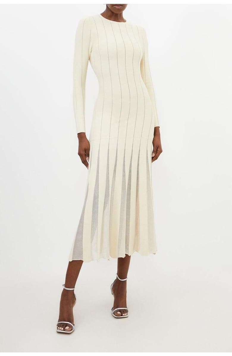 Karen Millen Filament Full Skirt Knit Midi Dress, Alternate, color, Ivory