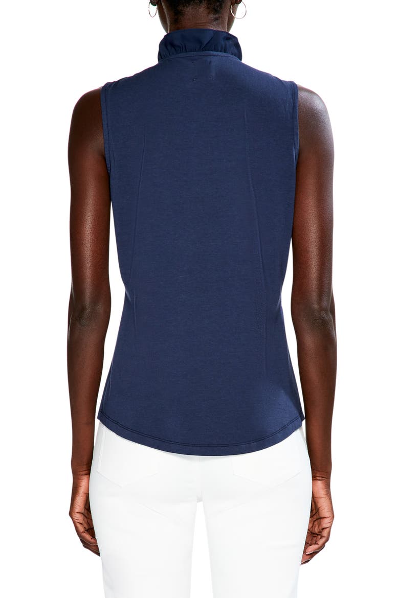 Ruffled Around Mixed Media Sleeveless Top, Alternate, color, DARK INDIGO