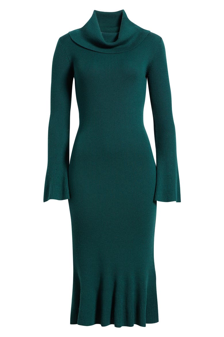 Lucia Merino Wool Sweater Dress, Alternate, color, ENCHANTED EVERGREEN