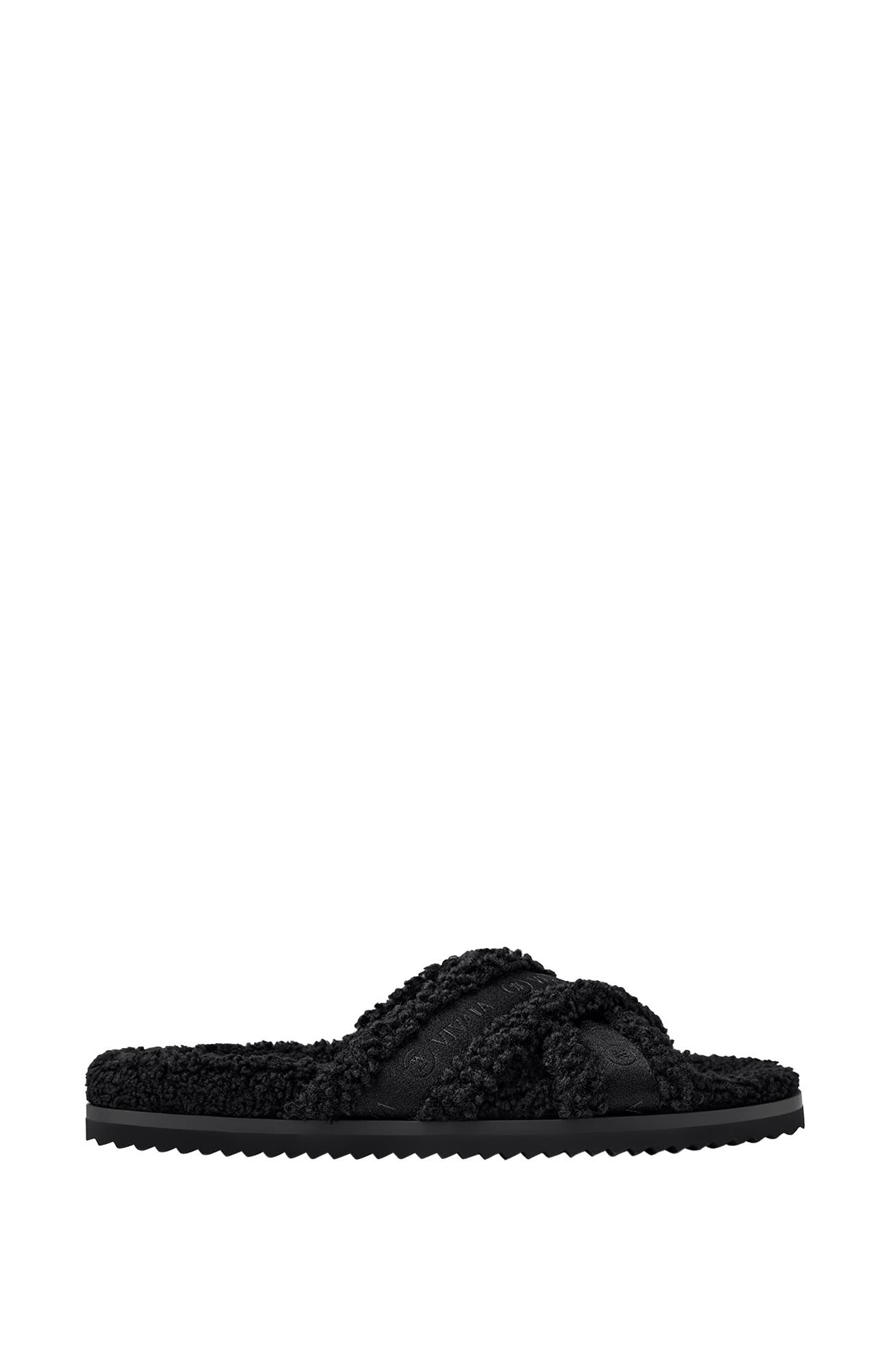 VIVAIA Furry Criss-Cross Strap Slippers, Alternate, color, Black