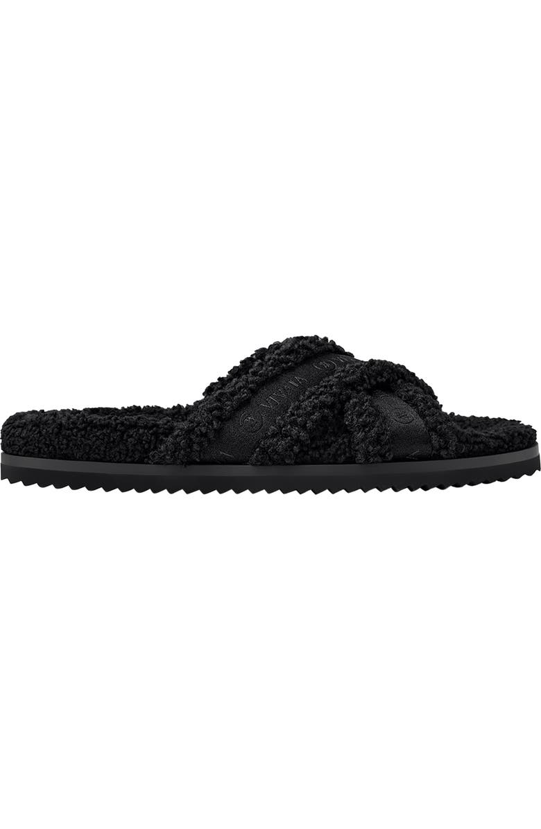 VIVAIA Furry Criss-Cross Strap Slippers, Alternate, color, Black