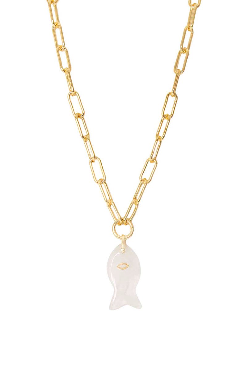 MARLYN SCHIFF Sirena Fish Pendant Necklace, Main, color, 