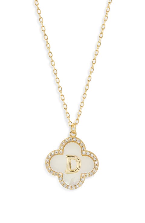 Clover Mother-of-Pearl Initial Pendant Necklace