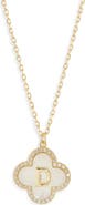 Argento Vivo Sterling Silver Clover Mother-of-Pearl Initial Pendant Necklace