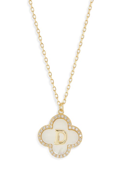 Argento Vivo Sterling Silver Clover Mother-of-pearl Initial Pendant Necklace In Gold