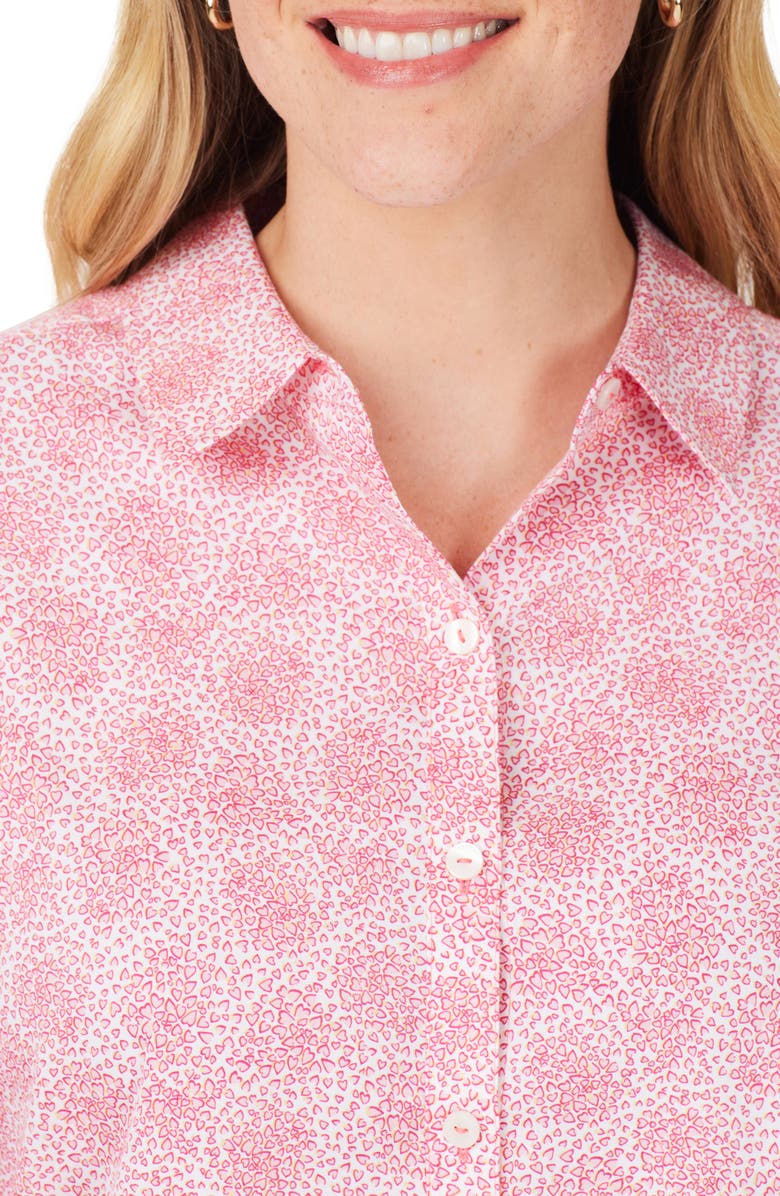 Foxcroft Davis Sweetheart Print Cotton Button-Up Shirt, Alternate, color,
