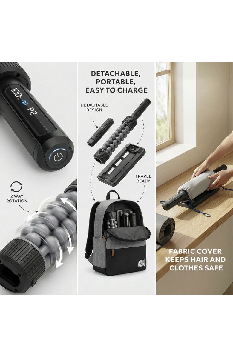 MIKO Swift Rolling Percussive Massager with 5 Speeds, Alternate, color, Black