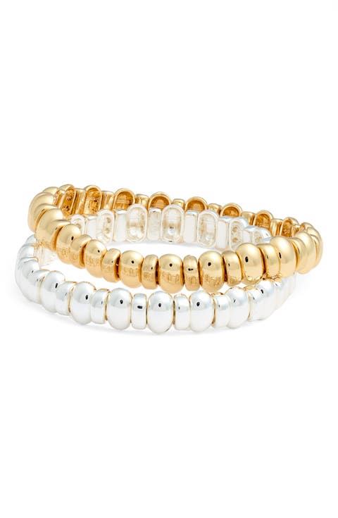Set of 2 Beaded Stretch Bracelets