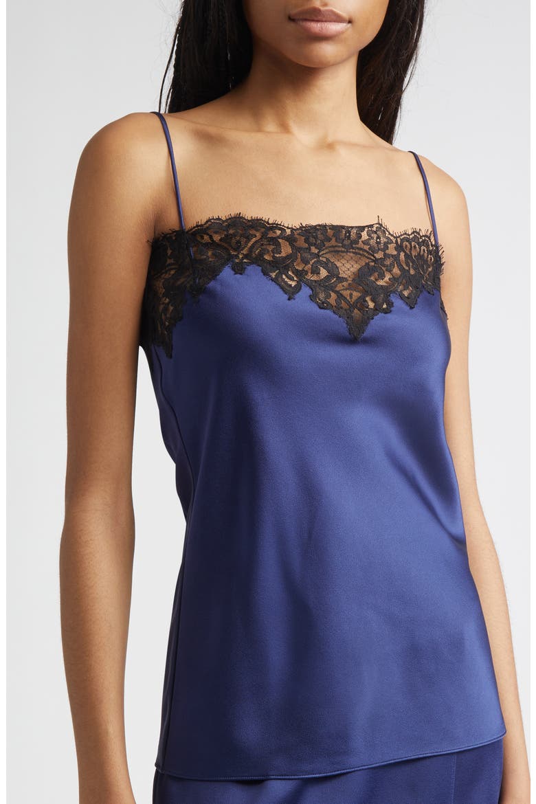 Iconic Lace Trim Satin Camisole, Alternate, color, NAVY