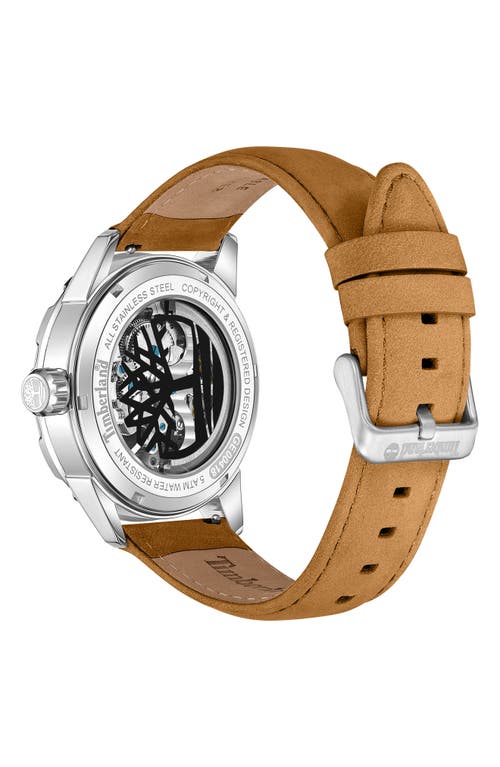 Timberland Montville Automatic Leather Strap Watch, 46mm In Tan