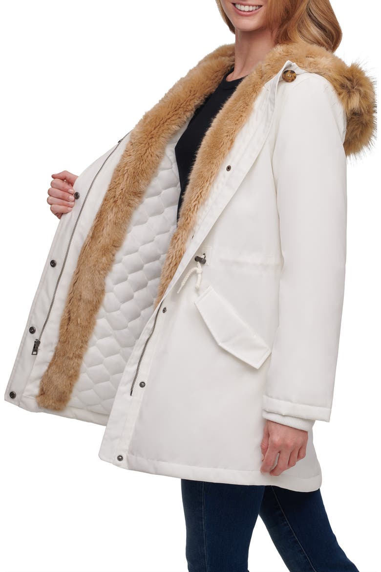 Levi's® Arctic Cloth Water Resistant Hooded Parka with Removable Faux Fur Trim, Alternate, color, WHITE