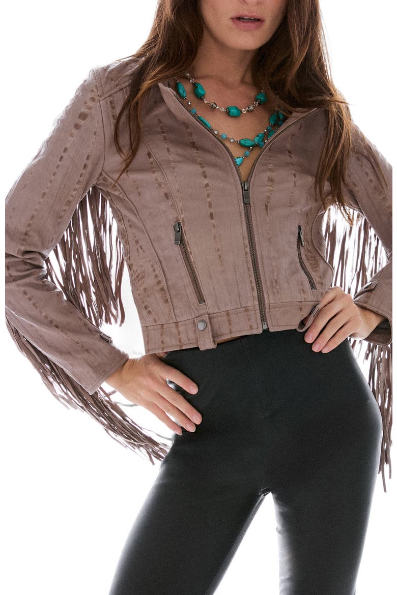 One Love Fringe Moto Jacket, Main, color, Mocha