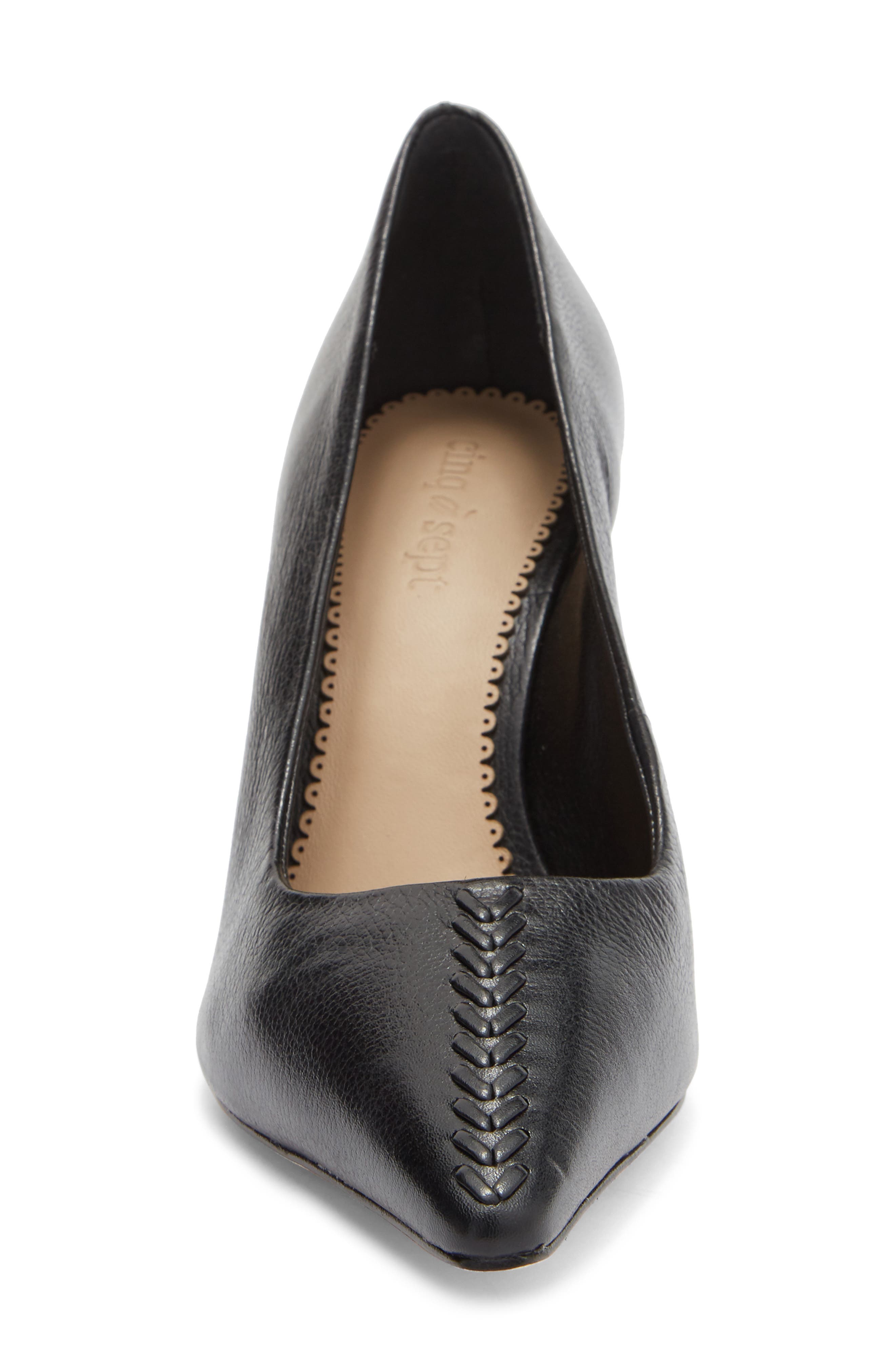 Cinq à Sept Giselle Whipstitch Pointed Toe Pump, Alternate, color, Black