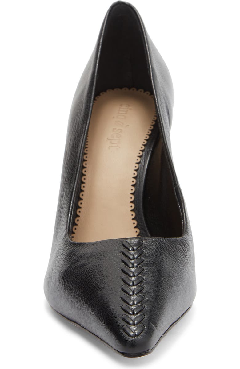 Cinq à Sept Giselle Whipstitch Pointed Toe Pump, Alternate, color, Black