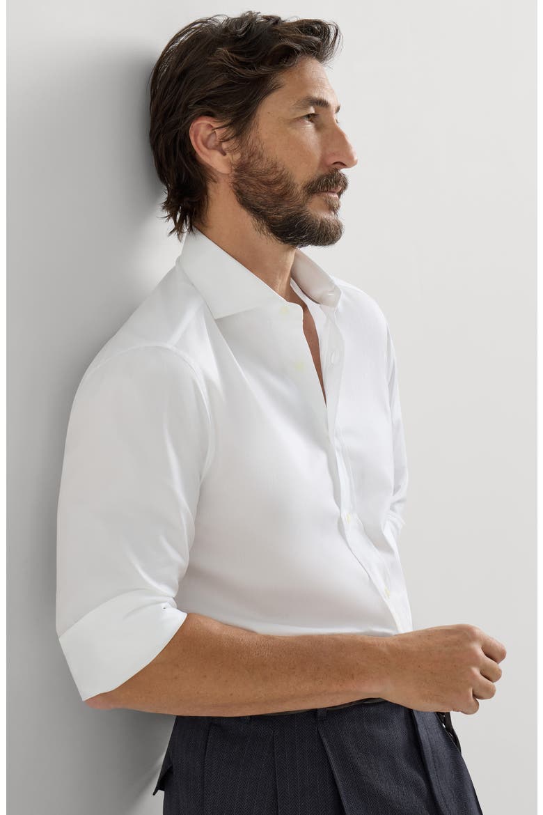 Spread collar shirt, Alternate, color, White