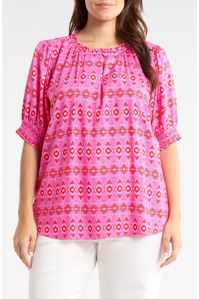Mirany Ikat Print Top, Main, color, FUCHSIA-RED-MULTI