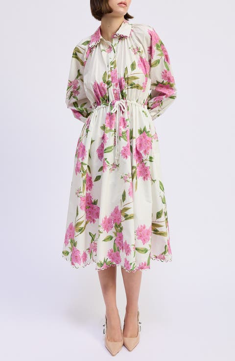 Esther Long Sleeve Floral Midi Shirtdress