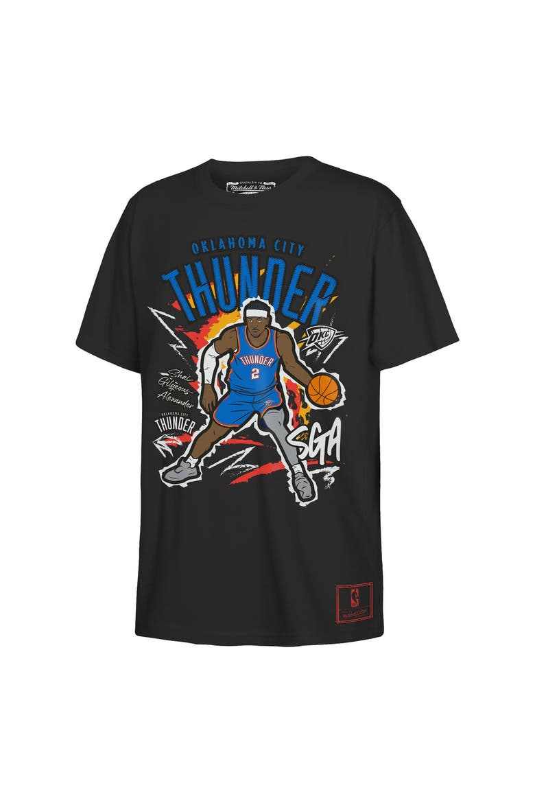 Youth Mitchell & Ness Shai Gilgeous-Alexander Black Oklahoma City Thunder Chalked Up Player T-Shirt, Alternate, color, Black