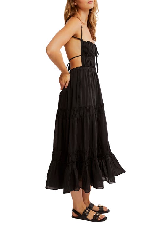 Free People Taking Sides Tiered Cotton Maxi Dress In Black