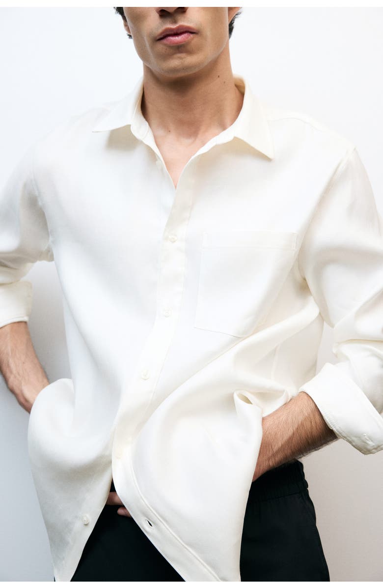 H&M Regular-fit linen-blend shirt, Main, color, White