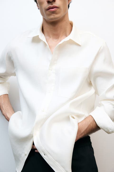 Regular-fit linen-blend shirt