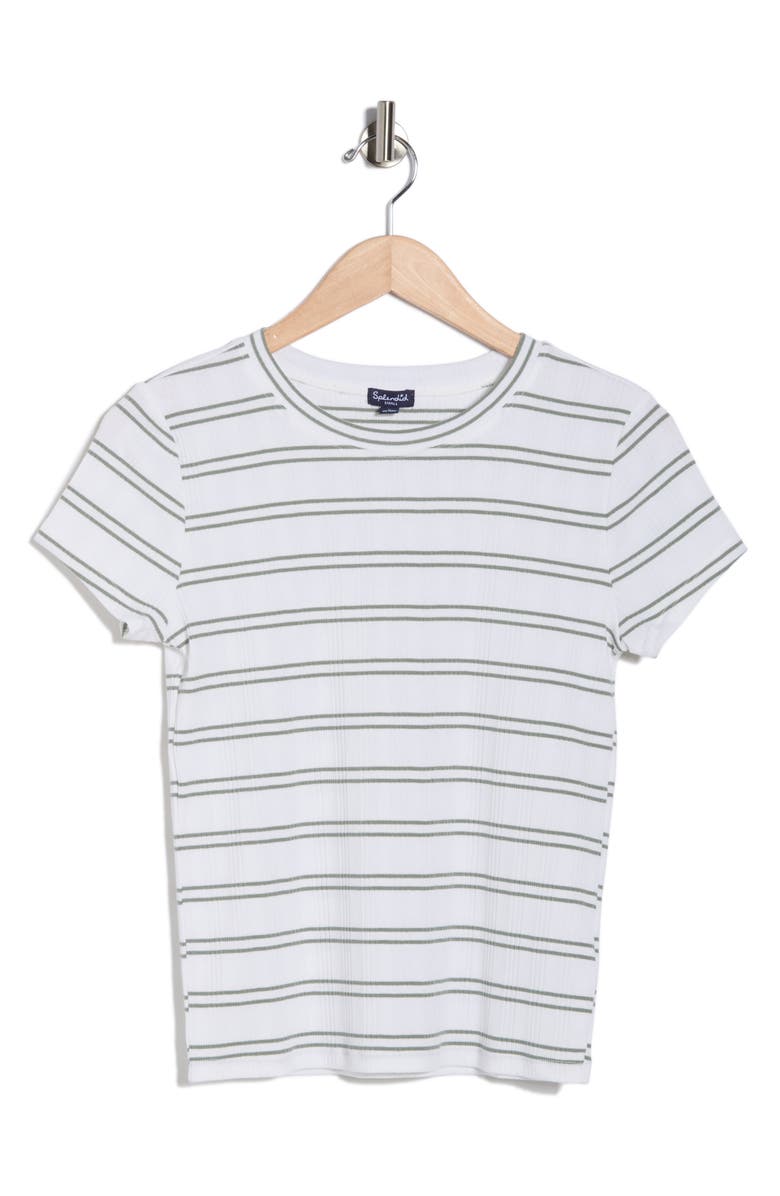 Splendid Stripe Rib T-Shirt, Main, color, Olive Green/ White