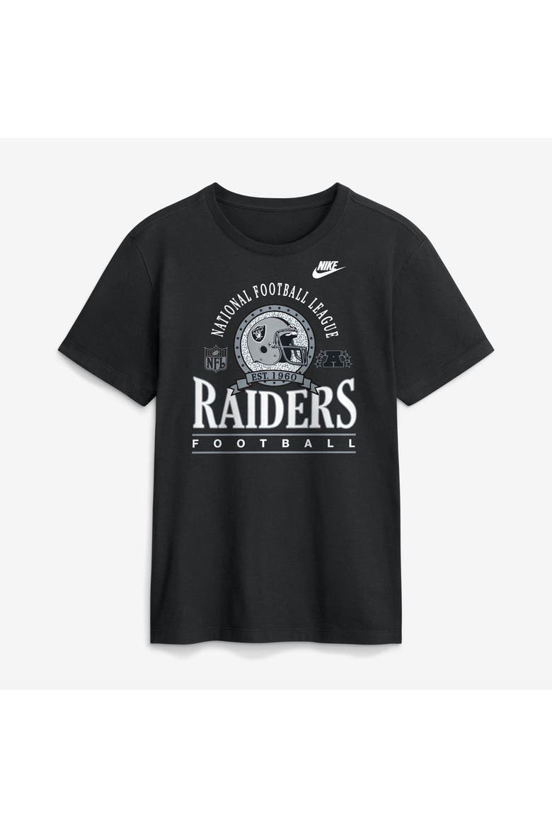 Men's Nike Black Las Vegas Raiders Rewind Team Spirit Essential Cotton T-Shirt, Alternate, color, Black