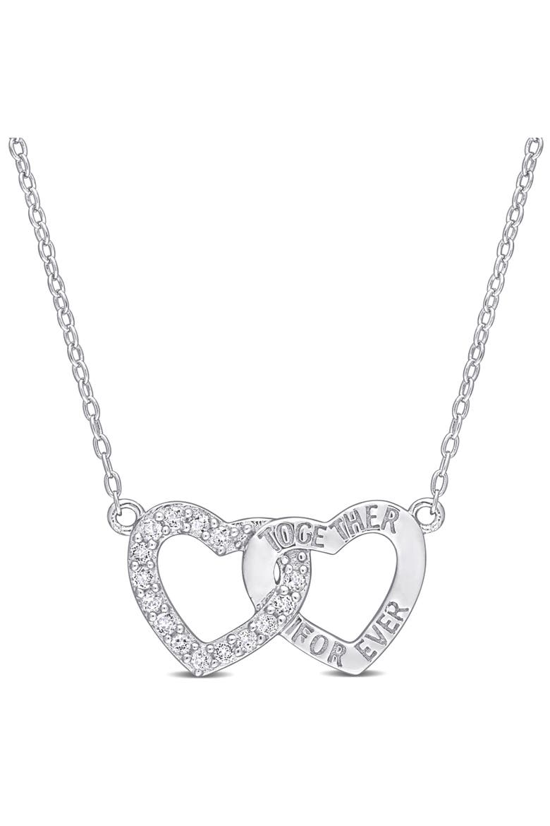 White Topaz Heart Interlocked Necklace, Main, color, White Topaz