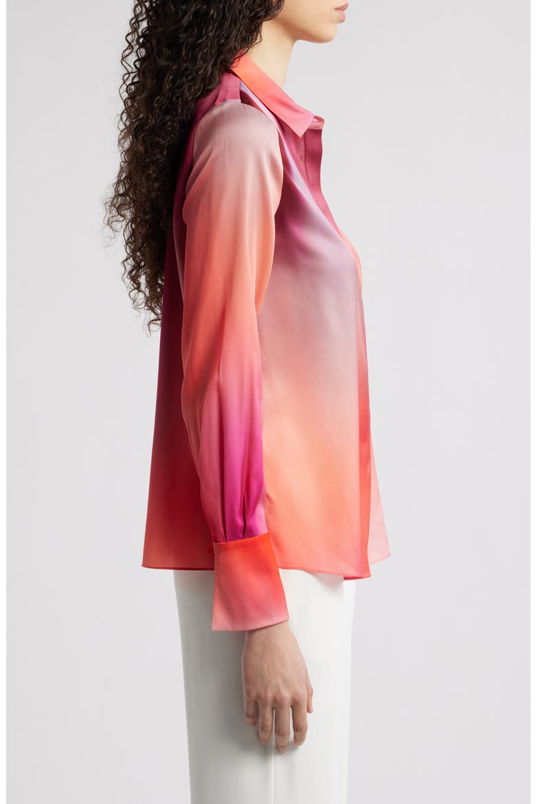 Printed Silk Blend Button-Up Shirt, Alternate, color, POPPY MULTI