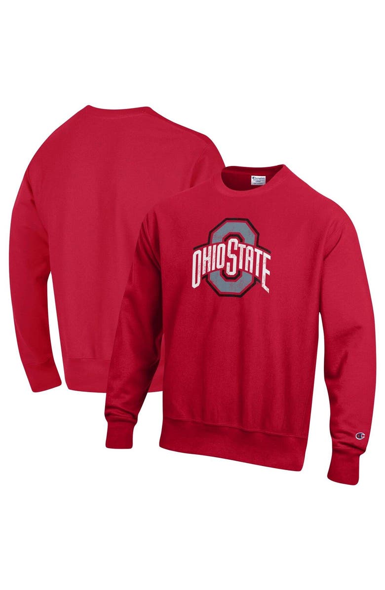 Champion Men's Champion Scarlet Ohio State Buckeyes Vault Logo Reverse Weave Pullover Sweatshirt, Main, color, 