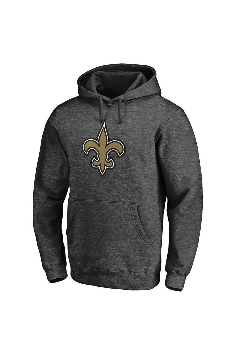 Men's Fanatics Branded Heather Charcoal New Orleans Saints Primary Logo Fitted Pullover Hoodie, Alternate, color, Heather Charcoal