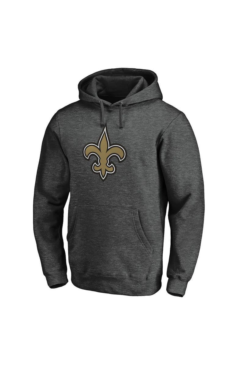 FANATICS Men's Fanatics Branded Heather Charcoal New Orleans Saints Primary Logo Fitted Pullover Hoodie, Alternate, color,