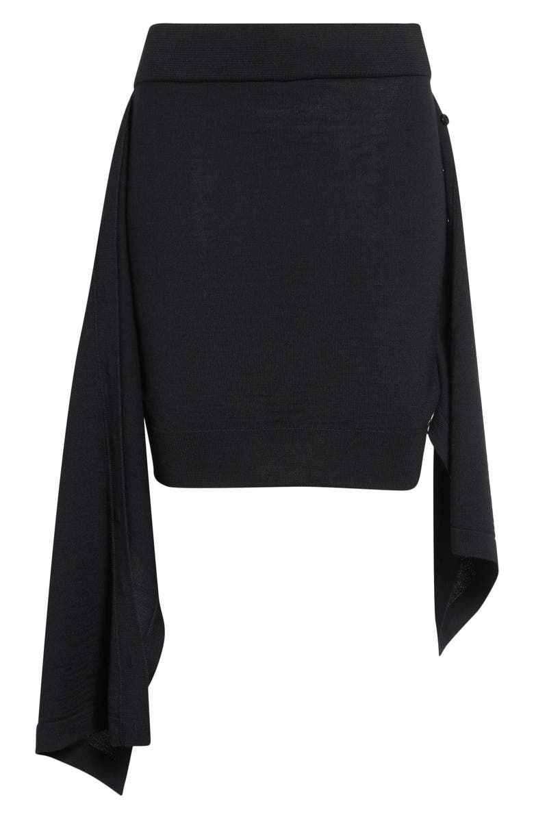 Lemaire Button Drape Merino Wool Blend Skirt, Main, color, Black